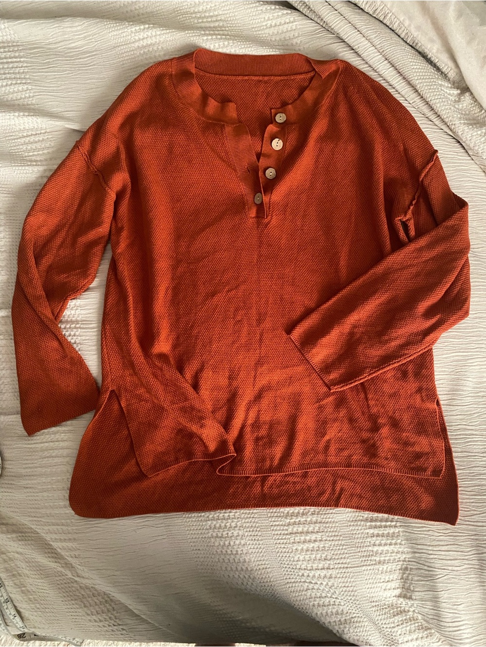 Rust Button-Neck Knit Lounge Set - Picture 2 of 4